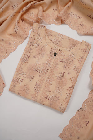 Original Kanwal by Sobia Waseem embroidered Dhanak shirt with printed scarf and plan bottom KS-04