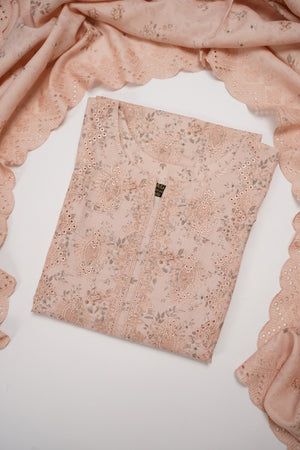 Original Kanwal by Sobia Waseem embroidered Dhanak Shirt With Printed Scarf and Plan Bottom KS-05