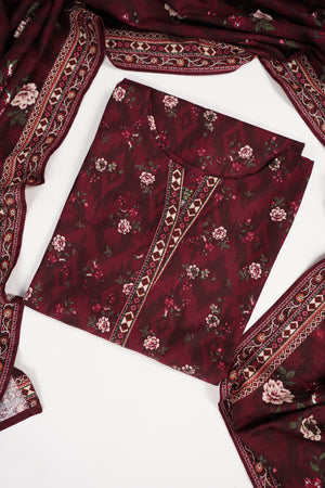 Original Bin Saeed Printed Khaddar Shirt With Printed Shawl and Printed Bottom ZT-07