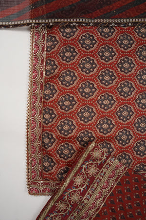 Rang-e-Noor Embroidered Crepe Silk Shirt With Plazzo Bottom And Printed Dupata CL-04