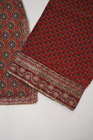Rang-e-Noor Embroidered Crepe Silk Shirt With Plazzo Bottom And Printed Dupata CL-04