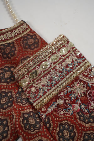 Rang-e-Noor Embroidered Crepe Silk Shirt With Plazzo Bottom And Printed Dupata CL-04