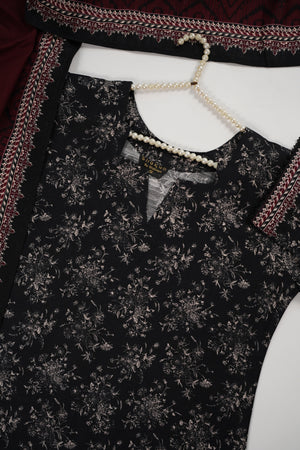 Original Bin Saeed printed Khaddar  shirt with printed shawl and printed bottom ZT-11