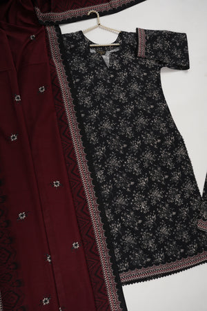 Original Bin Saeed printed Khaddar  shirt with printed shawl and printed bottom ZT-11