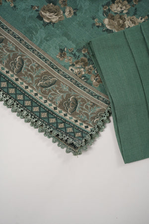 Original Bin Saeed printed Khaddar shirt with printed shawl and plan bottom ZT-12