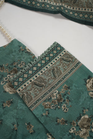 Original Bin Saeed printed Khaddar shirt with printed shawl and plan bottom ZT-12