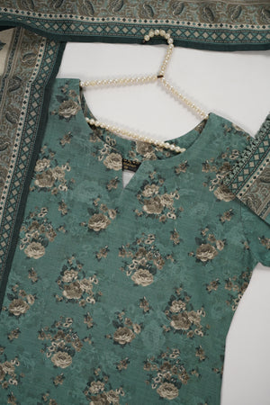 Original Bin Saeed printed Khaddar shirt with printed shawl and plan bottom ZT-12