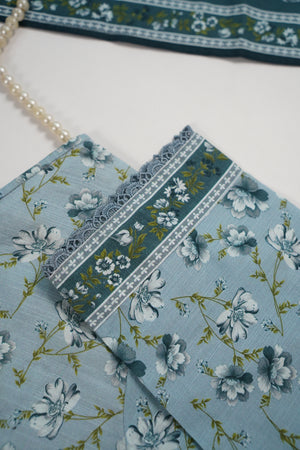 Original Bin Saeed printed Khaddar shirt with printed shawl and plan bottom ZT-15