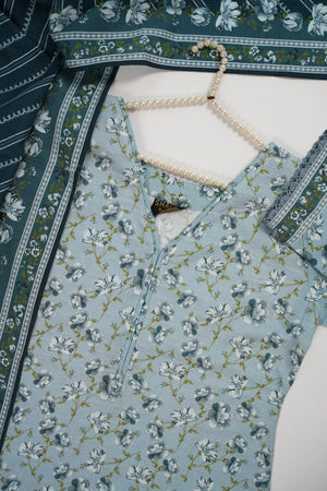Original Bin Saeed printed Khaddar shirt with printed shawl and plan bottom ZT-15