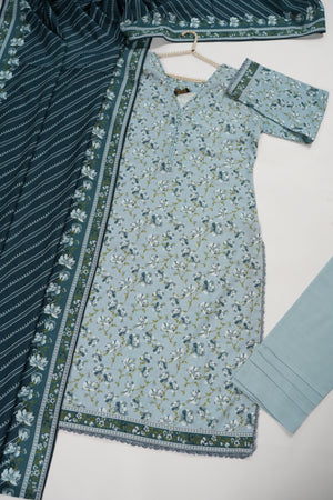 Original Bin Saeed printed Khaddar shirt with printed shawl and plan bottom ZT-15
