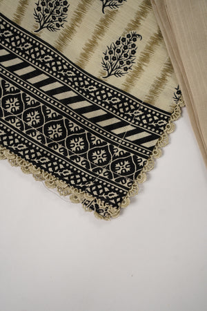 Original Bin Saeed printed Khaddar shirt with printed shawl and plan bottom ZT-16