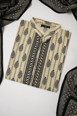 Original Bin Saeed printed Khaddar shirt with printed shawl and plan bottom ZT-16