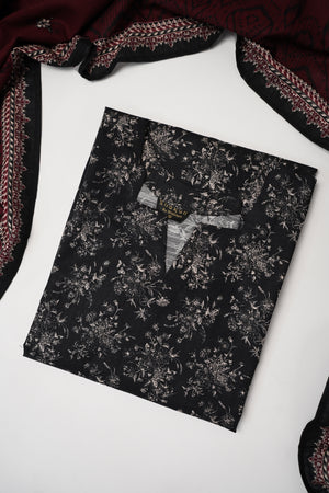 Original Bin Saeed printed Khaddar  shirt with printed shawl and printed bottom ZT-11