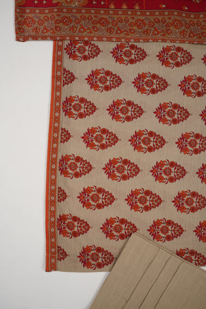 Original Tawakal printed Khaddar shirt with printed shawl and plan bottom ZT-30