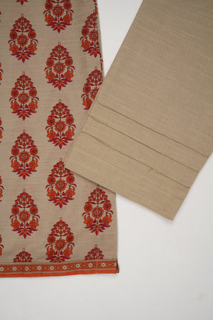 Original Tawakal printed Khaddar shirt with printed shawl and plan bottom ZT-30