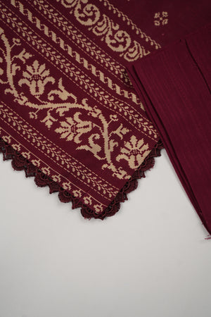 Original Bin Saeed printed Khaddar  shirt with printed shawl and plan bottom ZT-17