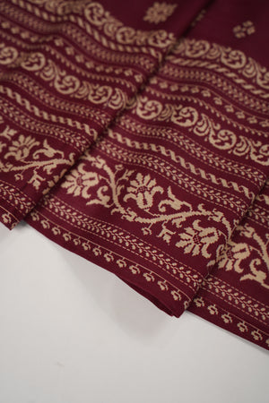 Original Bin Saeed printed Khaddar  shirt with printed shawl and plan bottom ZT-17