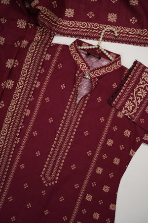 Original Bin Saeed printed Khaddar  shirt with printed shawl and plan bottom ZT-17