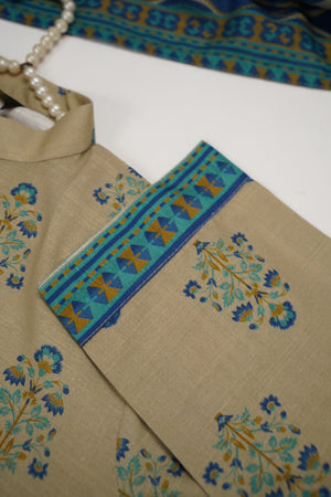 Original Tawakal printed Khaddar shirt with printed shawl and plan bottom ZT-28