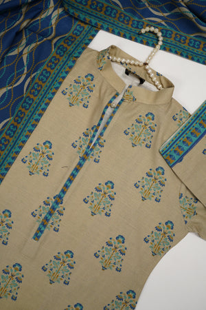 Original Tawakal printed Khaddar shirt with printed shawl and plan bottom ZT-28