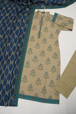 Original Tawakal printed Khaddar shirt with printed shawl and plan bottom ZT-28