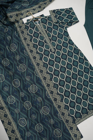 Original Tawakal printed Khaddar shirt with printed shawl and plan bottom ZT-29
