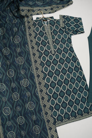 Original Tawakal printed Khaddar shirt with printed shawl and plan bottom ZT-29