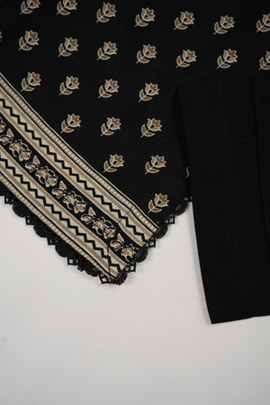 Original Bin Saeed printed Khaddar  shirt with printed shawl and plan bottom ZT-24