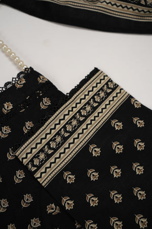 Original Bin Saeed printed Khaddar  shirt with printed shawl and plan bottom ZT-24