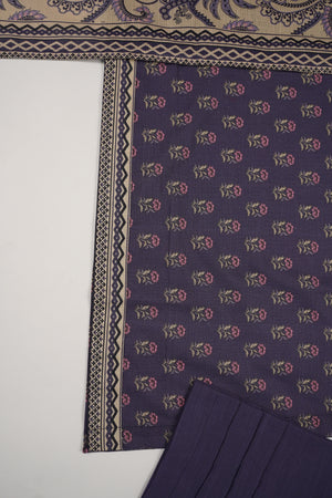 Original Tawakal printed Khaddar shirt with printed shawl and plan bottom  ZT-32