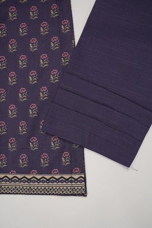 Original Tawakal printed Khaddar shirt with printed shawl and plan bottom  ZT-32