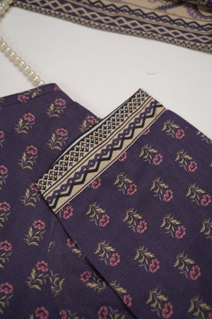 Original Tawakal printed Khaddar shirt with printed shawl and plan bottom  ZT-32