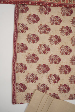 Original Tawakal printed Khaddar shirt with printed shawl and plan bottom ZT-31