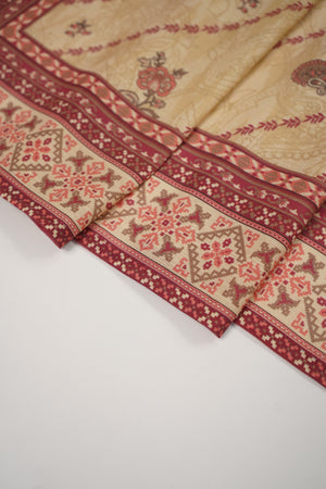 Original Tawakal printed Khaddar shirt with printed shawl and plan bottom ZT-31