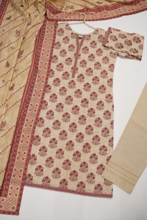 Original Tawakal printed Khaddar shirt with printed shawl and plan bottom ZT-31