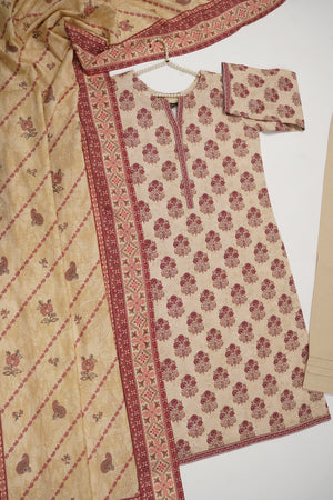 Original Tawakal printed Khaddar shirt with printed shawl and plan bottom ZT-31