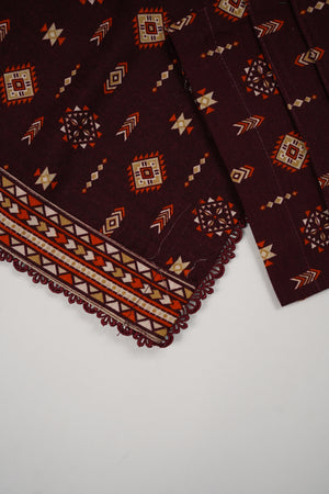 Original Bin Saeed printed Khaddar  shirt with printed shawl and printed bottom ZT-20