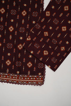 Original Bin Saeed printed Khaddar  shirt with printed shawl and printed bottom ZT-20