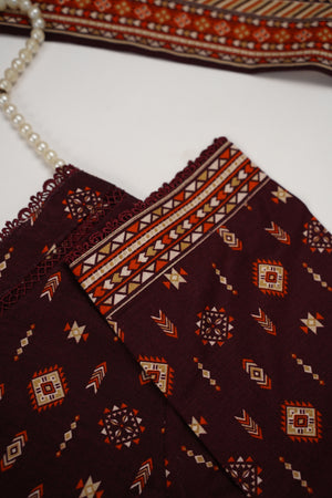 Original Bin Saeed printed Khaddar  shirt with printed shawl and printed bottom ZT-20