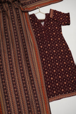 Original Bin Saeed printed Khaddar  shirt with printed shawl and printed bottom ZT-20