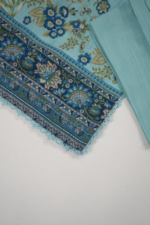 Original Bin Saeed printed Khaddar  shirt with printed shawl and plan bottom ZT-25