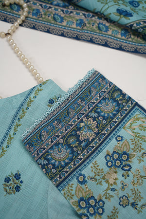 Original Bin Saeed printed Khaddar  shirt with printed shawl and plan bottom ZT-25