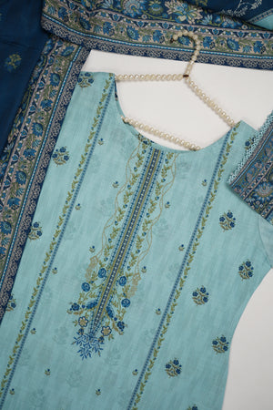 Original Bin Saeed printed Khaddar  shirt with printed shawl and plan bottom ZT-25