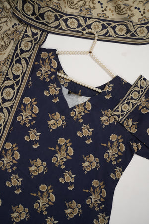 Original Tawakal Printed Khaddar Shirt with printed shawl and plan bottom ZT-26