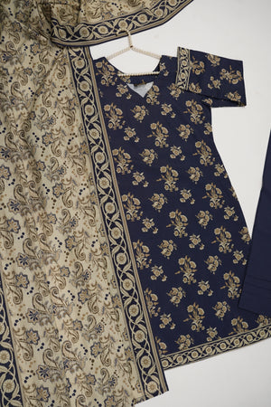 Original Tawakal Printed Khaddar Shirt with printed shawl and plan bottom ZT-26