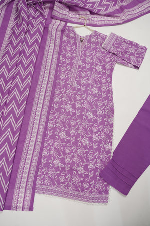 Original Bin Saeed printed Khaddar  shirt with printed shawl and plan bottom ZT-21