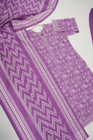 Original Bin Saeed printed Khaddar  shirt with printed shawl and plan bottom ZT-21