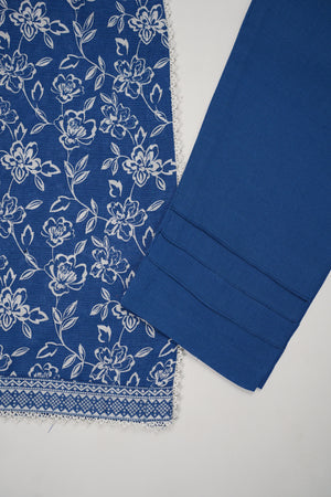 Original Bin Saeed printed Khaddar  shirt with printed shawl and plan bottom ZT-23