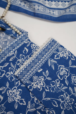 Original Bin Saeed printed Khaddar  shirt with printed shawl and plan bottom ZT-23