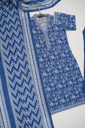 Original Bin Saeed printed Khaddar  shirt with printed shawl and plan bottom ZT-23